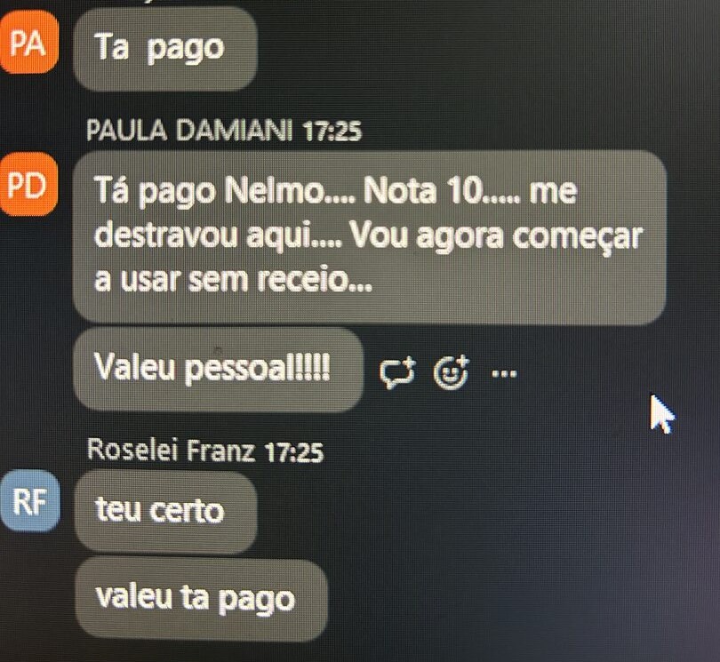 Chat da imersão: Tá pago Nelmo, nota 10, me destravou aqui, vou agora começar a usar sem receio